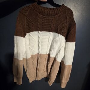 Colorblock Cable Knit Sweater